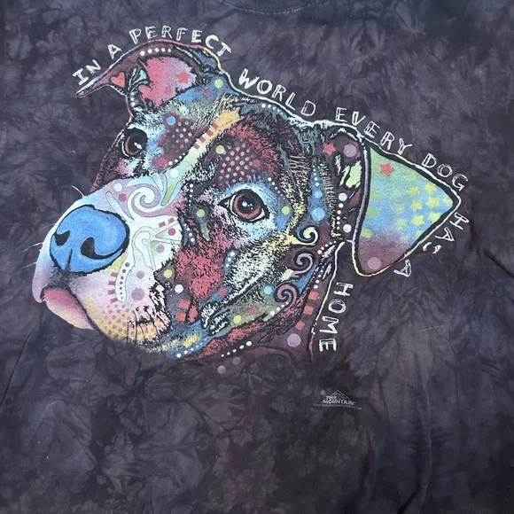 The Mountain "Perfect World" Pit Bull Graphic T-Shirt Size XL Tie Dye Cropped - Picture 2 of 7
